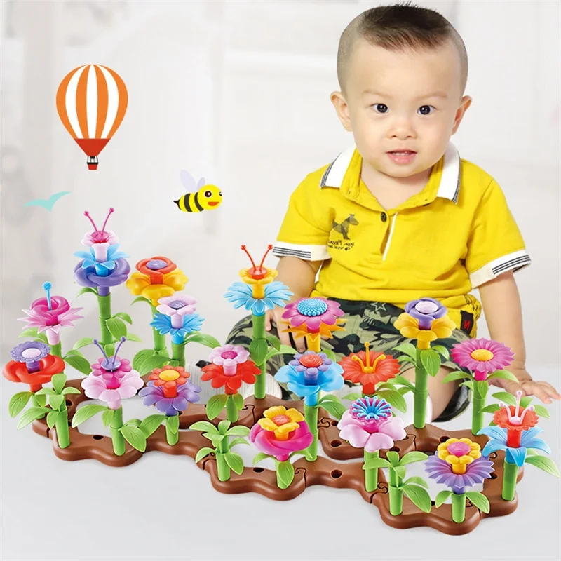DIY Dream Garden Series Girls Flower Interconnecting Blocks Toys Educational Assembly Blocks Christmas birthday gifts