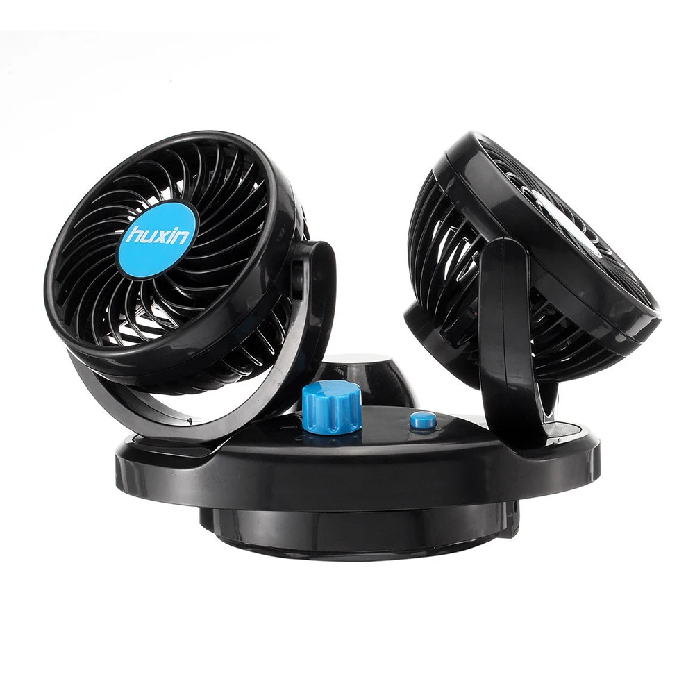 

12V Gift Double Head 360 Degree Rotation Air Conditioner Car Use Adjustable Speed Dash Mount Summer Electric Fan Portable ABS