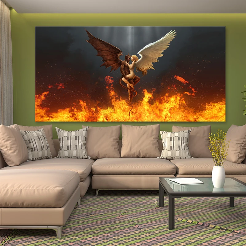 Большая Алмазная 5d картина для творчества дьявол и ангел любовь черные белые