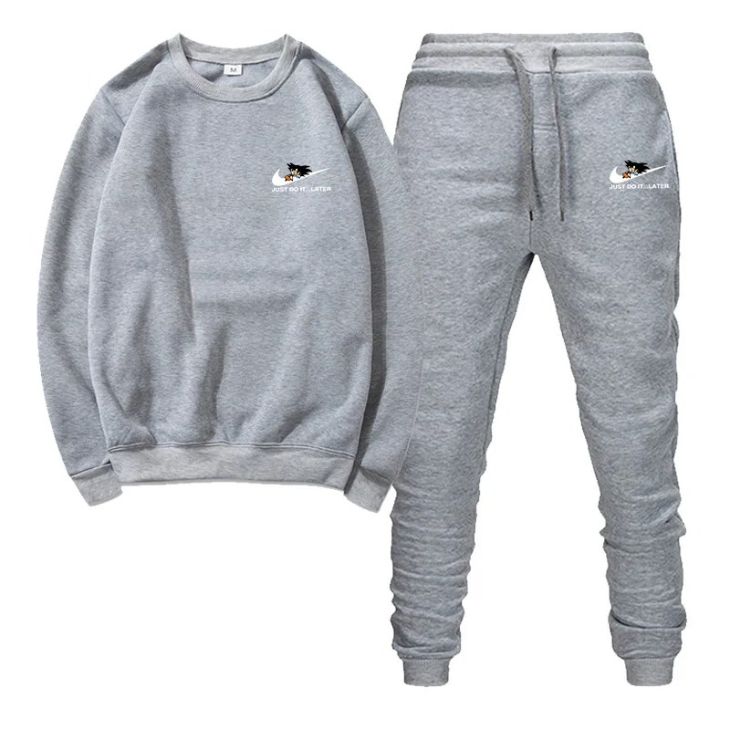 Gray and gray Алиэкспресс взрыв зимний МОЛОДЕЖНЫЙ мужской спортивный и фитнес тренировочный костюм корейский тренд с длинными рукавами свитер костюм для мужчин - Цвет: Gray and gray