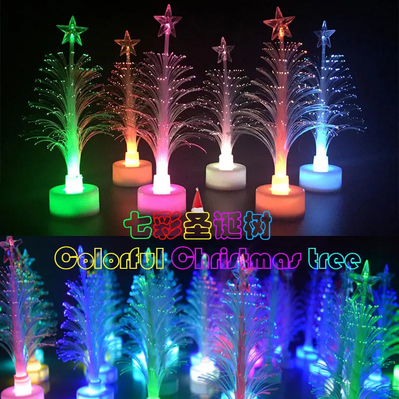 

Colorful LED Mini Christmas Glowing Tree with Top Star Battery Powered Christmas Festival Home Table Decor Accessies Small Gift