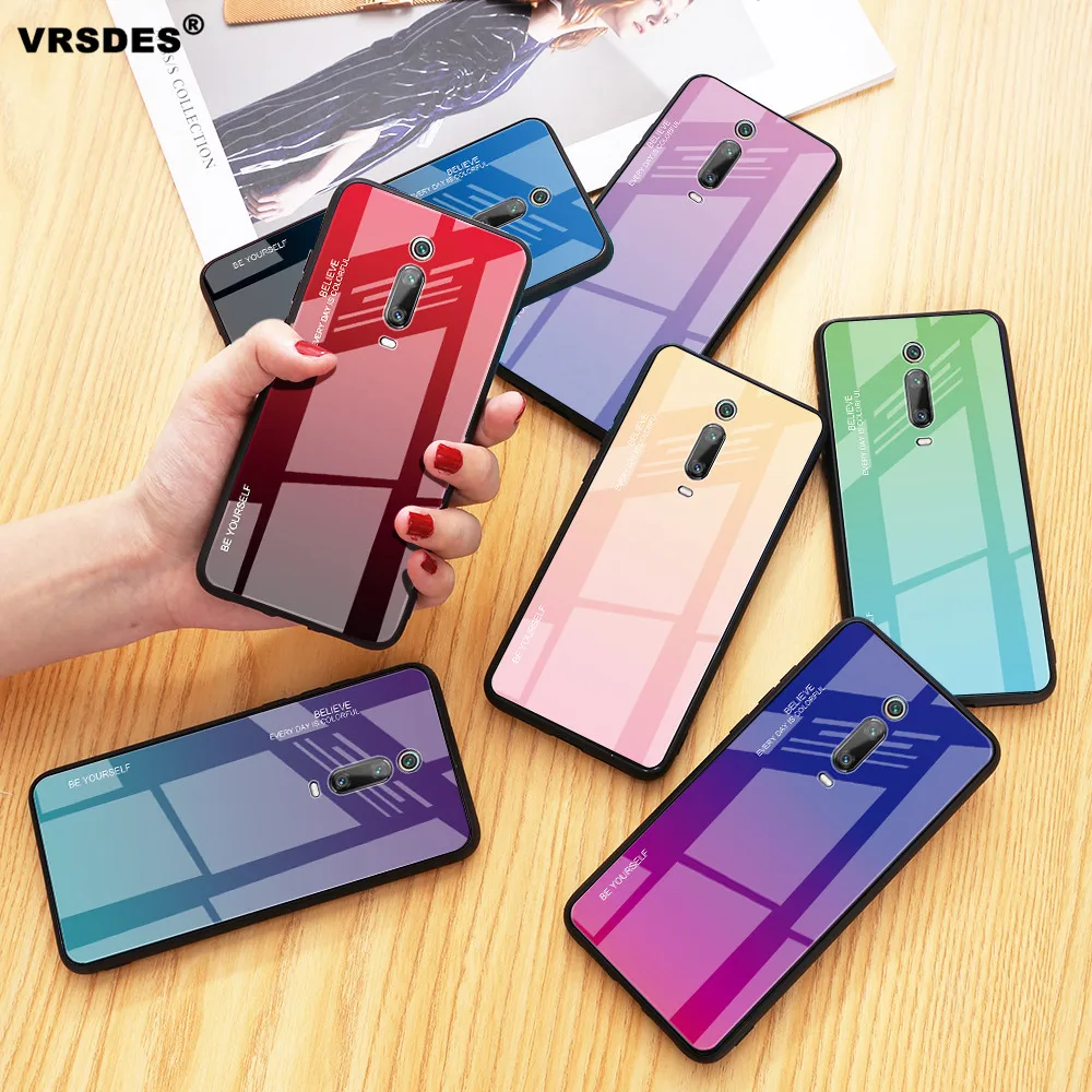 

For Xiaomi Redmi K20 Pro 7A GO Case Gradient Tempered Glass Case For Xiaomi Mi 9T Pro CC9 Mix 3 Max 3 Mix 2S Pocophone F1 Funda