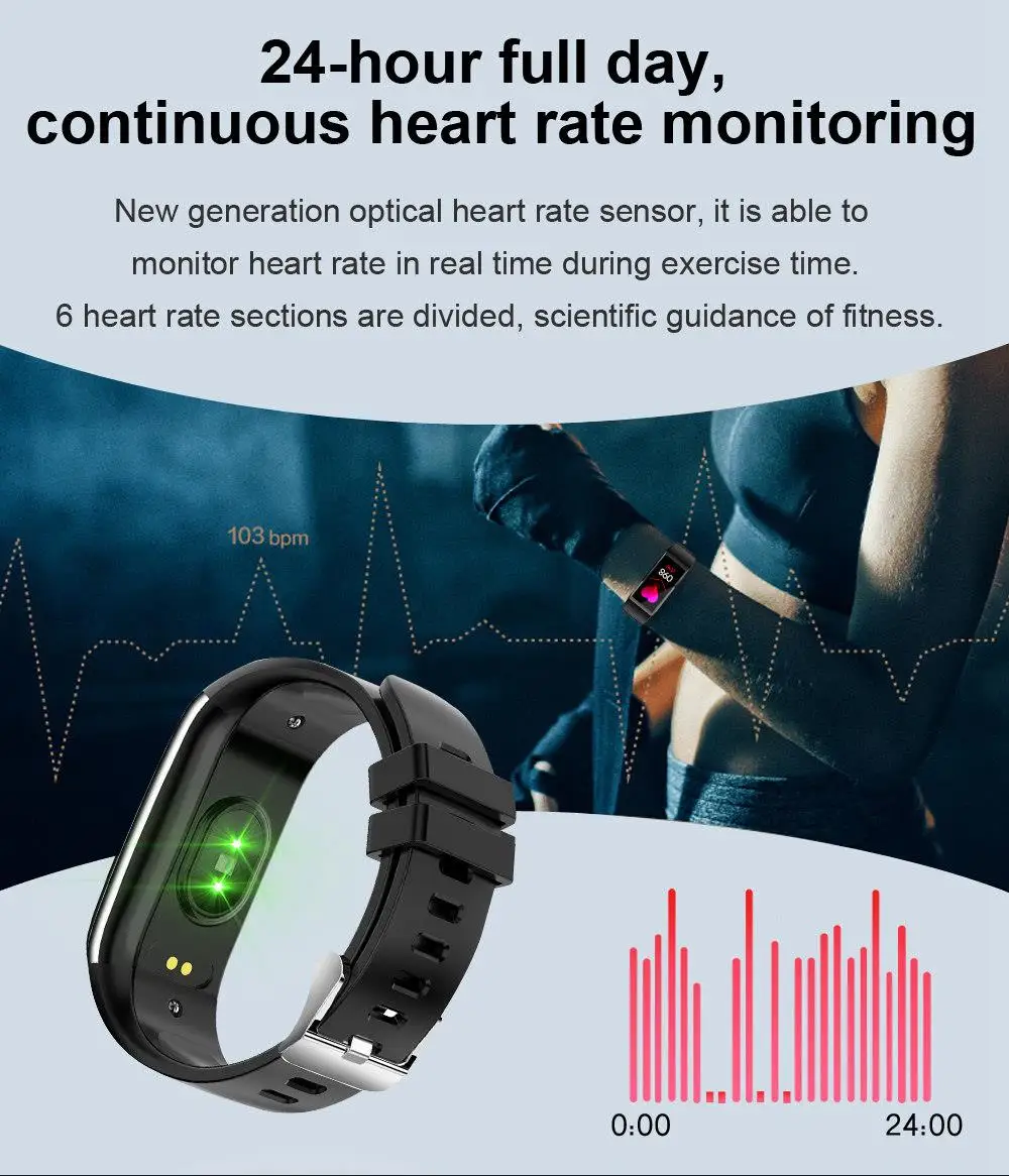 Vorke VKT1 Смарт-часы 1,14 дюймов ips цветной экран IP68 водостойкий пульсометр Smartband