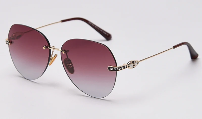 purple red lens Peekaboo поляризационные солнцезащитные очки без оправы женские градиентные Летние Стильные Модные женские солнцезащитные очки uv400 металлические подарочные товары - Цвет линз: purple red lens