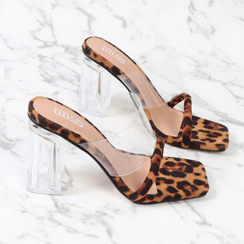 leopard clear heels