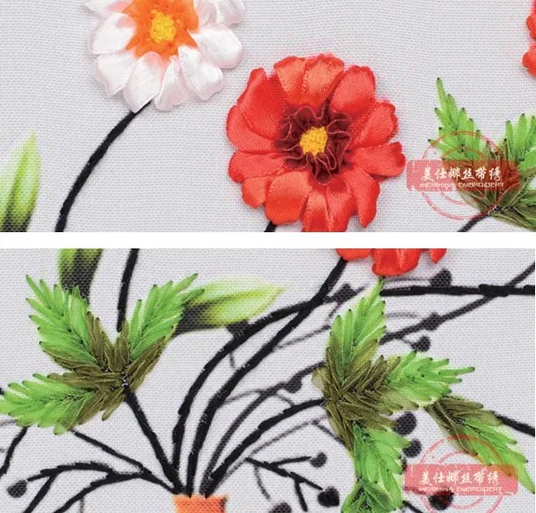 3D flowers Ribbon embroidery painting sets handcraft embroidery circle DIY handmade needlework wall art picture home decor gift