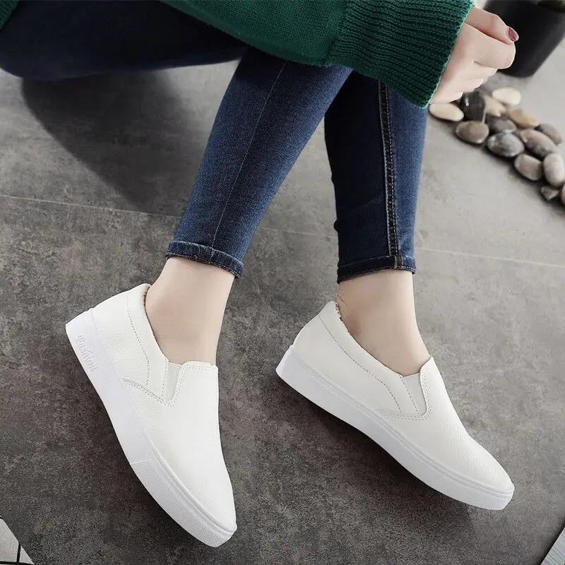 

35-40 size Spring/autumn women shoe easy match sport students flat basic shoe shallow causal flat white shoes round toe