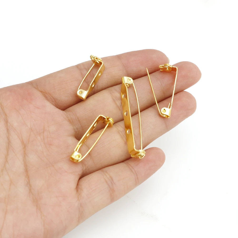 20pcs 20/25/32/38/mm 안전 핀 황동 회전 잠금 브로치 배지 브로치 구멍 핀 브로치 기본 금속 핀