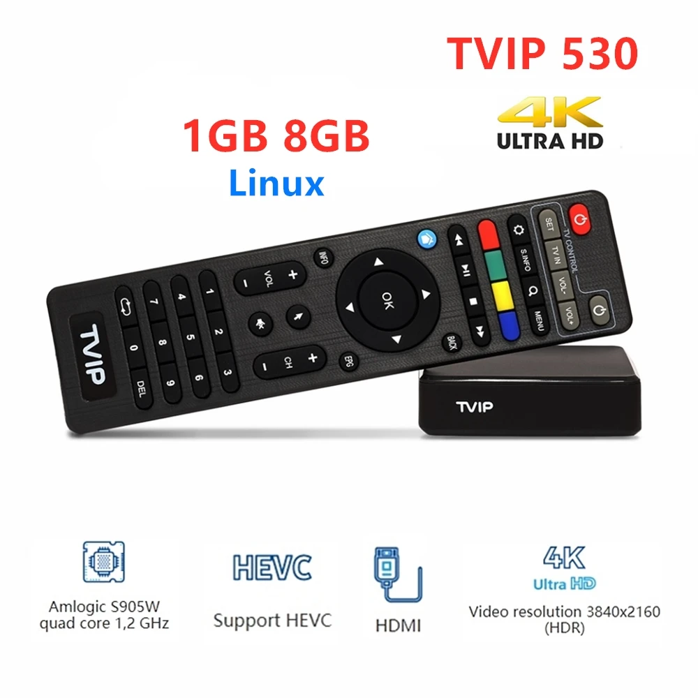 2020 новая Linux Tvip530 S Box V.530 Amlogic S905W четырехъядерная ТВ приставка 4K H.265 Tvip 530 PK 410