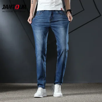 

Classic Men's Business Fit Jeans 2020 Spring summer New Style Fashion Stretch Denim Trousers Male Brand Blue Pants 28-40