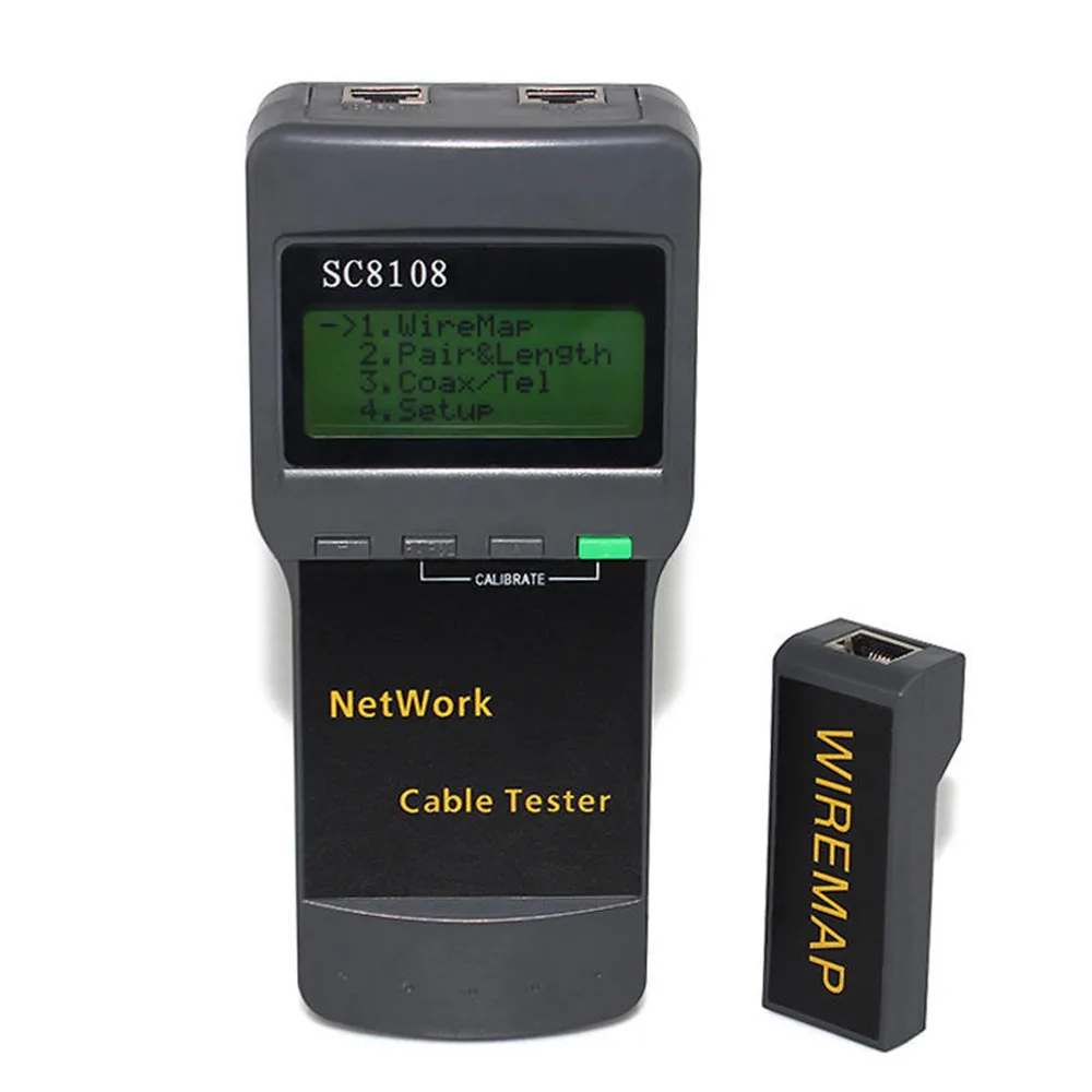 SC8108 Portable Multifunction Tester Digital LCD Wireless PC Data Network CAT5 RJ45 LAN Phone Detector Meter Length Cable Tester