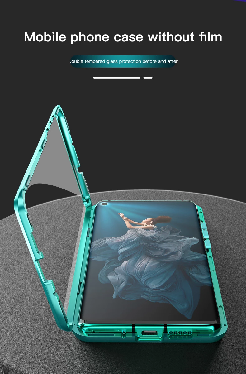 Магнитный металлический двойной стеклянный чехол для телефона huawei Honor 20 20i 20Pro, роскошный защитный чехол с адсорбцией магнита, чехол