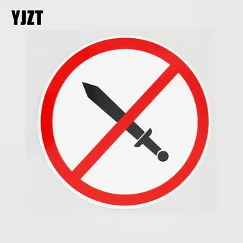

YJZT 11CMX11CM Prohibition Sign PVC Decal The Sword Car Sticker Graphical Label 11B-0176