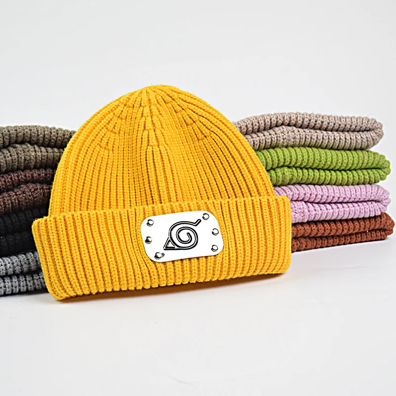 Anime Casual Beanies for Men Women Knitted Winter Hat Solid Color Hip-hop Skullies Hat Unisex Cap