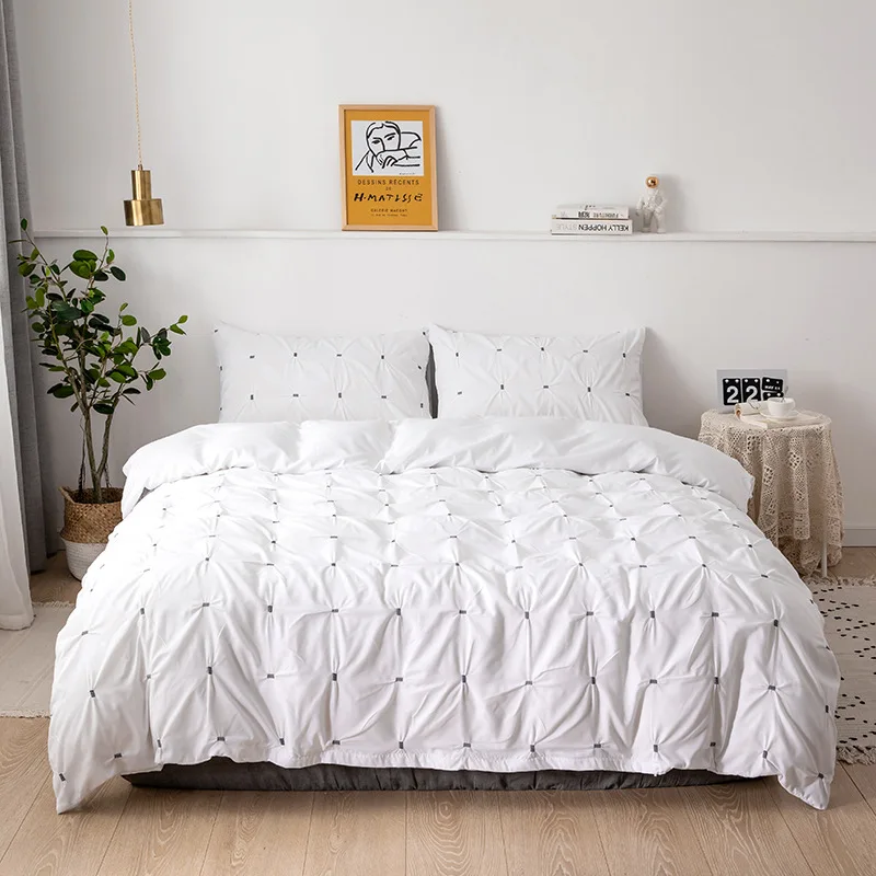 

Silk Flower Square Bed Cover Set Solid Simple Duvet Cover US/EU/AU All Size Comforter Sets With Pillowcases