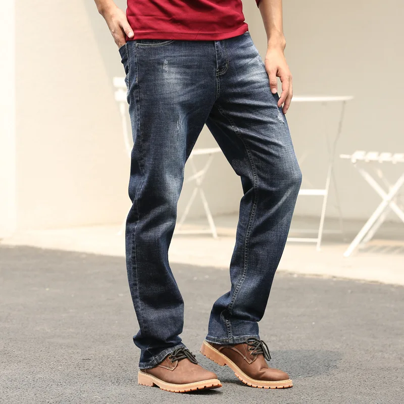 Весенние и осенние мужские прямые дышащие мешковатые джинсы синие джинсовые