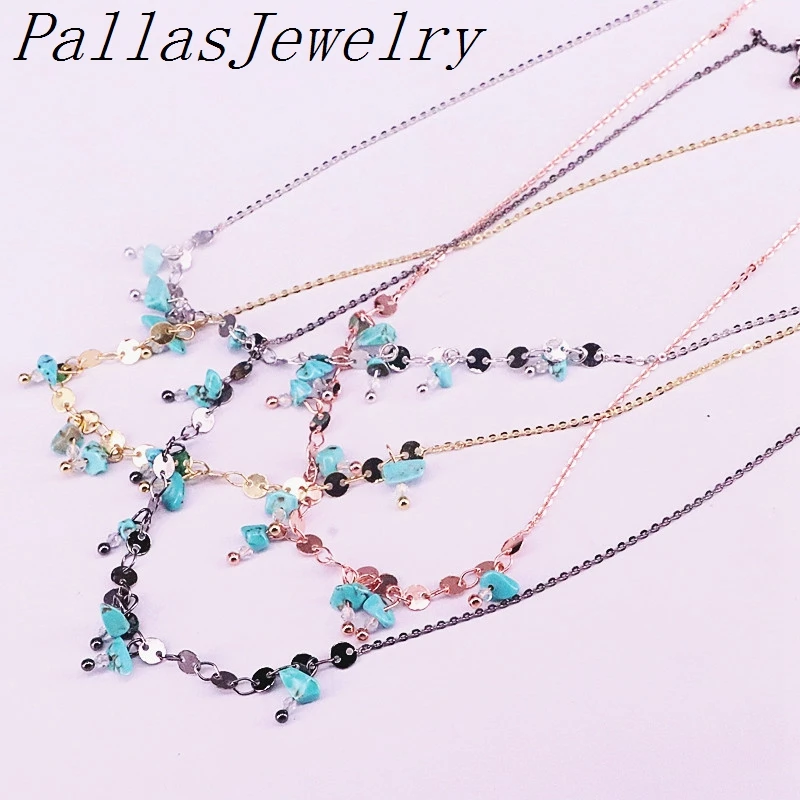 6 шт., модные ожерелья для женщин, массивные богемные ювелирные изделия, синее ожерелье с природным камнем, чокер для женщин
