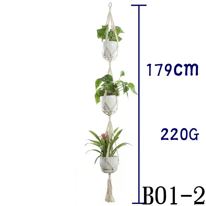 Макраме для растений вешалки ручной работы Хлопок Веревка цветочный горшок корзина Настенное подвесное кашпо - Цвет: B1
