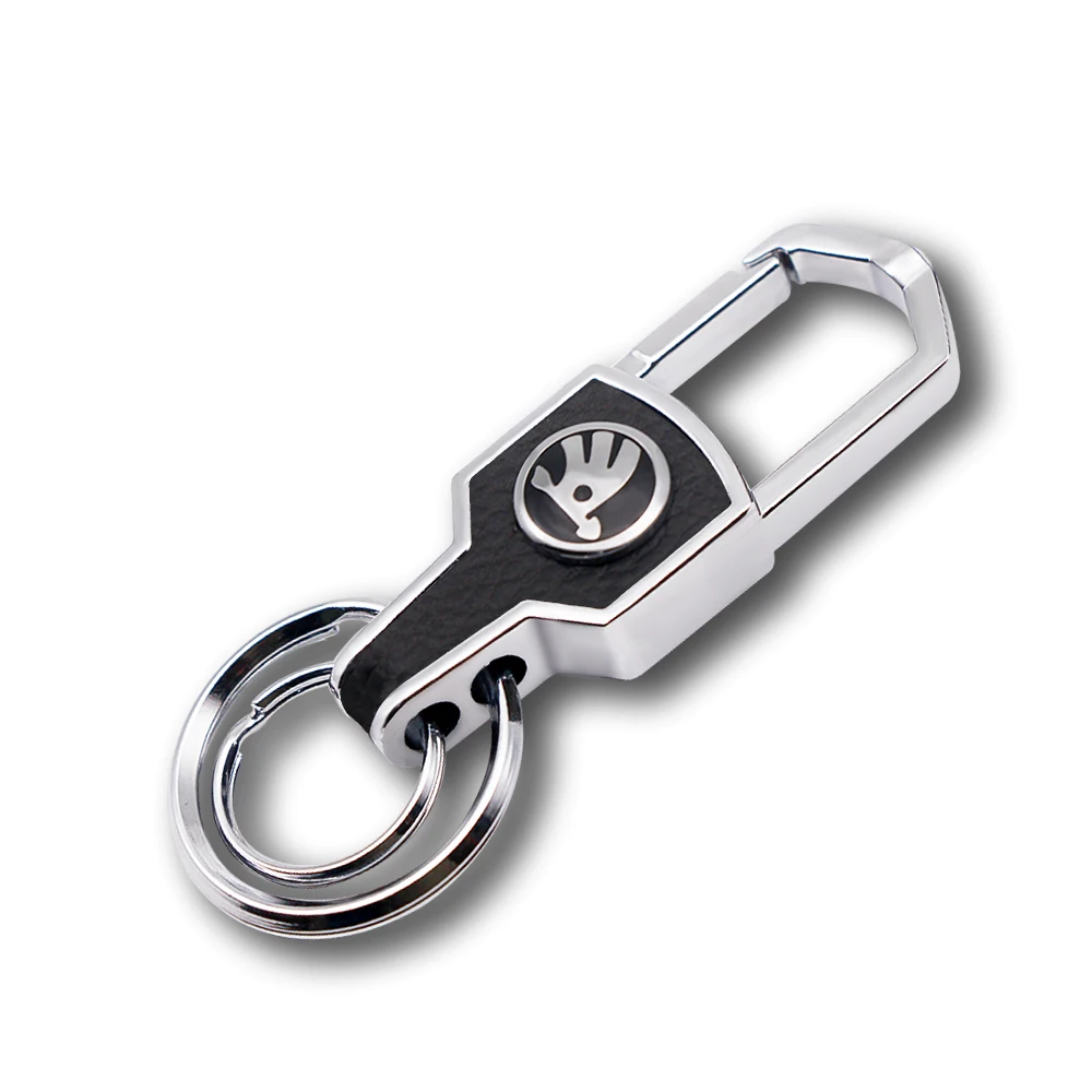 thumbnail image 1 of Llavero con logotipo de coche de cuero y metal 3D para Skoda 3 2 VRS Vision Kodiaq Favorit Rapid Octavia A5, accesorios para coche, 1 of 5