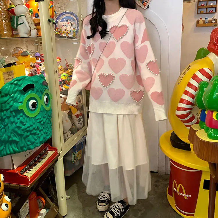 Свитер размера d, женская одежда, розовый, большой размер, Harajuku, зимняя одежда, женские свитера и пуловеры, Kawaii, корейский топ для девочек