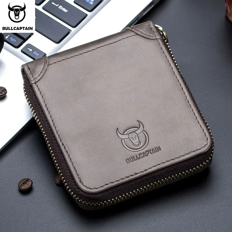 BULLCAPTAIN, новинка, мужской кожаный кошелек, портмоне, RFID кошелек, клатч, кожаный кошелек, мужской кошелек - Цвет: Gray 036