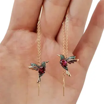 

Latest Unique Long Drop Earrings For Women Bird Tassel Crystal Pendant Earring Ladies Statement Jewelry Popular Earrings Birds