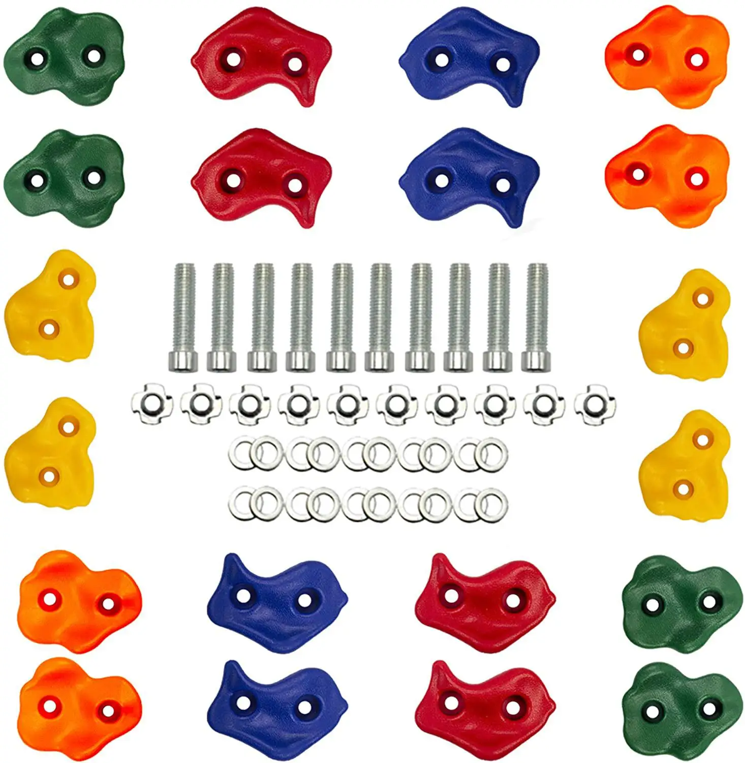 Indoor and outdoor Playground Climbing Wall WADEO 20 Rock Climbing Holds For Kids Children With Installation Hardware Multi-Coloured Climbing Stones Set Bolts&T-nuts For Your DIY Rock Stone Wall 