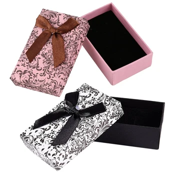 

2 Pcs Jewellery Gift Boxes Necklace Pendant Bracelet Ring Display Storage Holder , Pink & Black