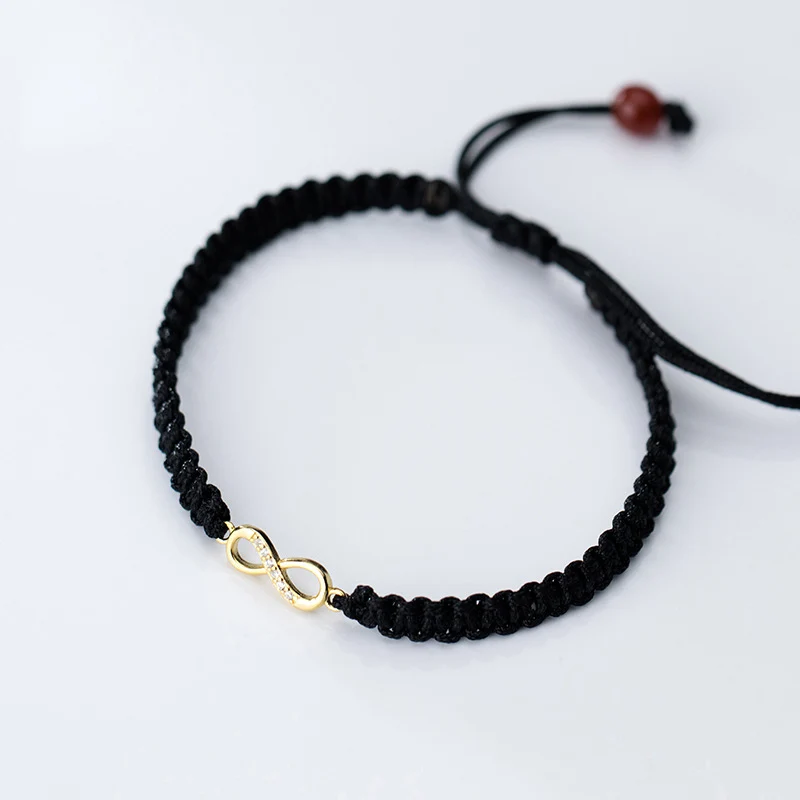 black La Maxza, 925 пробы, серебро, восемь браслетов для женщин, красная веревочная нить, серебряный браслет, 925, для женщин, Femme, женские аксессуары - Окраска металла: black
