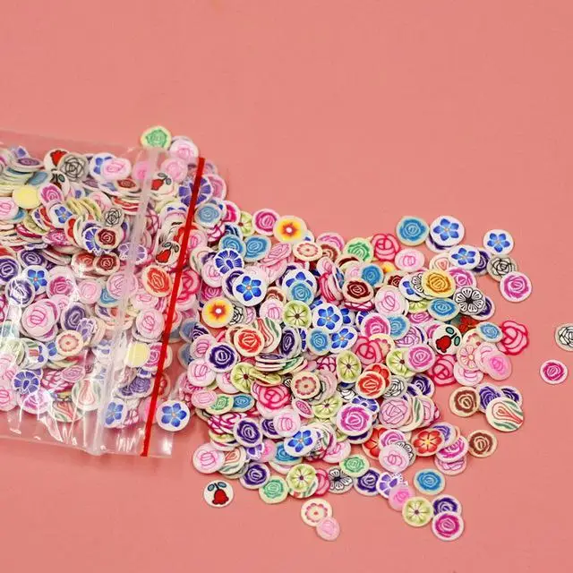 1000 шт слайм Fimo Poker ломтики наполнитель для слизи Фрукты Fimo дополнение талисманы для Diy Lizun аксессуары глиняные принадлежности игрушки для дизайна ногтей - Цвет: Rose Slices