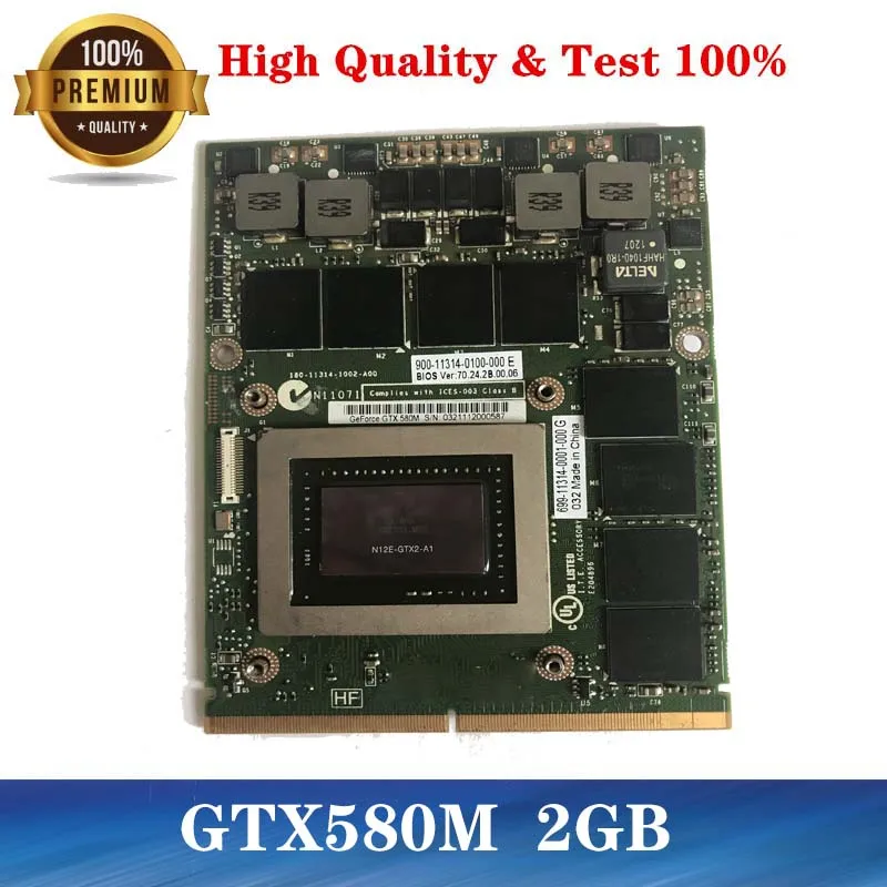 cheap GTX580M GTX 580M 2GB N12E GTX2 A1 Video vga Graphics Card For laptop Dell M18X M17x R2 R3 R4 test 100%