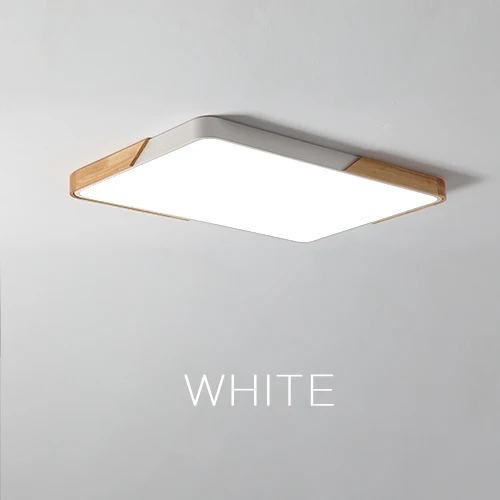 White Rectange Современный светодиодный потолочный светильник, ультратонкая лампа, Деревянный светильник, крепление на поверхность, для гостиной, домашнего декора, балкон, пульт дистанционного управления - Цвет корпуса: White Rectange