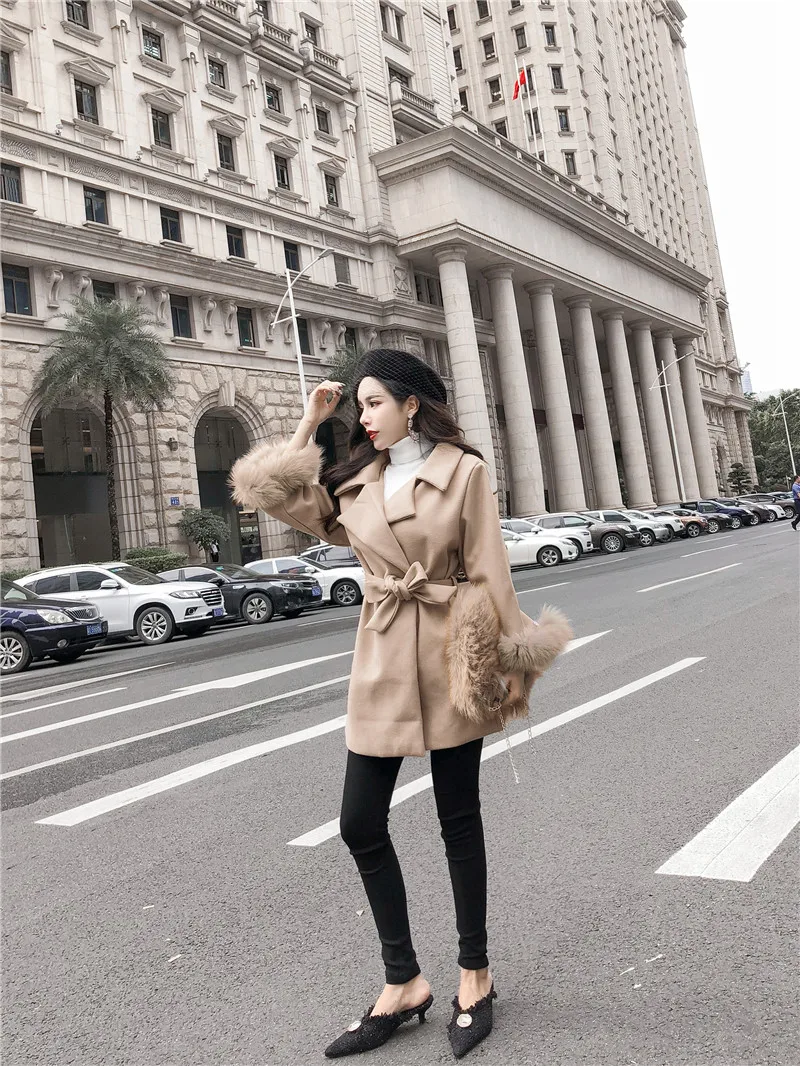 Hong Kong Flavor женское платье, Осеннее, корейский стиль, отложной воротник, шнуровка, талия, облегающее, для похудения, decontructable mao xiu Mid-l