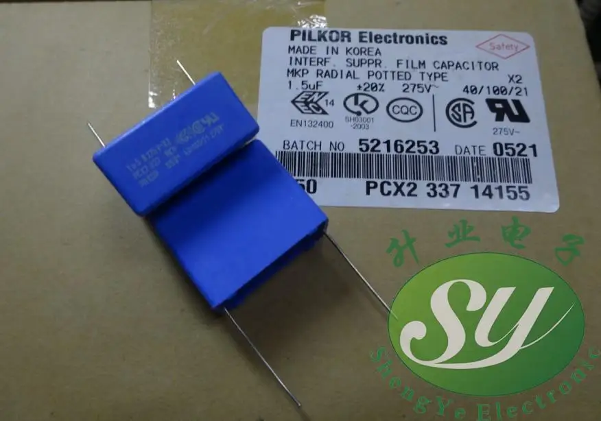 50 шт. PILKOR MKP337 1,5 мкФ/275Vac u5 1 155 самый популярный пленочный конденсатор 28 мм