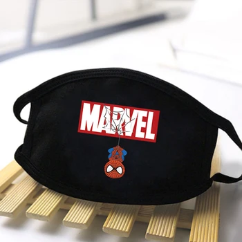 

The Avengers Spiderman print Unisex Face Masks Black soft Polyester Warm Mouth-Muffle Washable Mask Dustproof Respirator