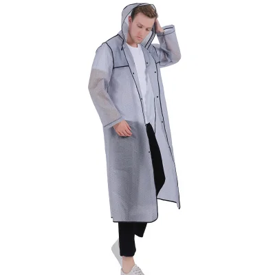 Plastic Clear Raincoat Women Long Rain Poncho Thick Rainwear Rain Coat Waterproof Poncho Hiking Tour Raincoat Hooded QKR369 - Цвет: Style F