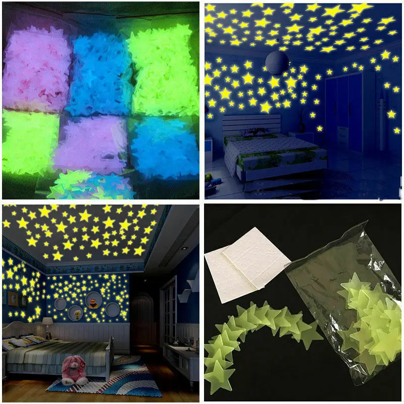 

Glow In The Dark Moon 3D Stars Wall Stickers DIY Universe Luminous Stickers for Kids Baby Room Decor Fluorescent Adesive Sticker