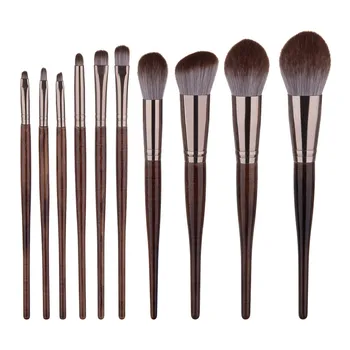 

Women Makeup Accessories 10 Pcs Wooden Handle Makeup Brush Powder Base Powder Foundation Wool Fiber Paint Set Makeup Tools