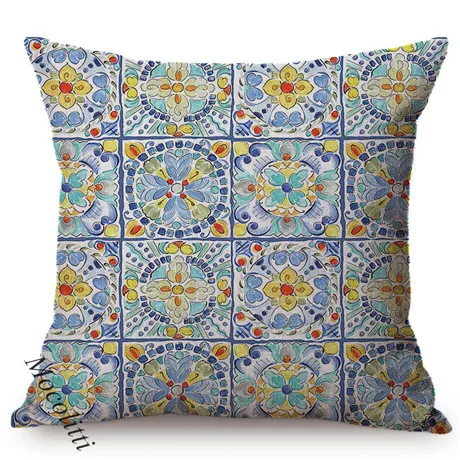 Boho Pillow Case Mandala Flowers Water Color Decoration Throw Pillows Square Cushion Cover Home Decor Bed Sofa Cushions Cover K205-6