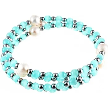 

Jay VI bracelet with pearls, agate and white steel hematite