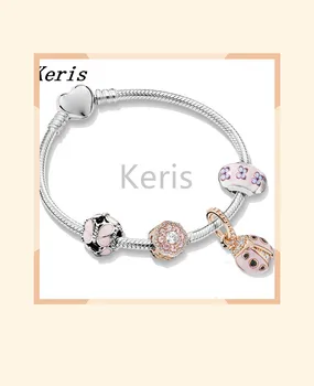 

100% 925 silver sterling new 2019 spring zt0258 flowers Ladybird butterfly bracelet 787851npm 797855en160 free freight