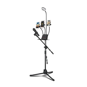 

Selfie Ring Light with Tripod Stand and 3 Phone Holder LED Circle Lights for Live Streaming Photography Video LHB99