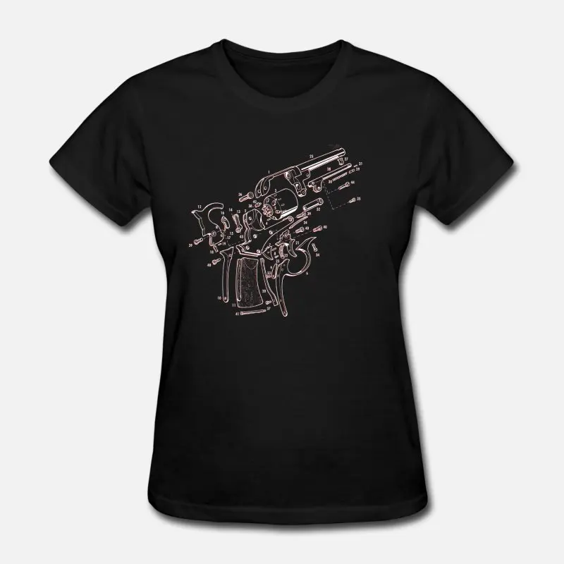 Women-Black Дизайн Colt пистолет лакированная пистолет чертежи Pro пистолет футболка с круглым вырезом и буквенным Мужская футболка размера плюс S-5xl Одежда высшего качества - Цвет: Women-Black