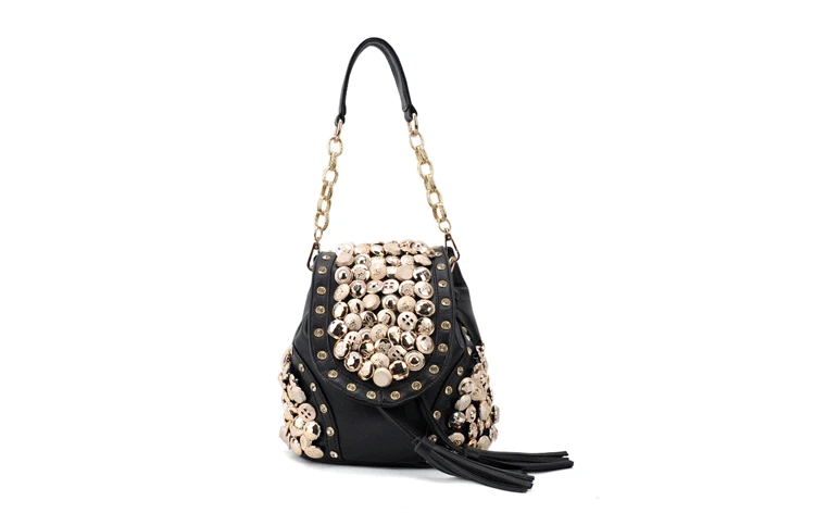 Spring New Style Korean-style Fashion Button Bucket Diamond Set Backpack Multi-Purpose Shoulder Bag Over-the-shoulder Bag WOMEN'