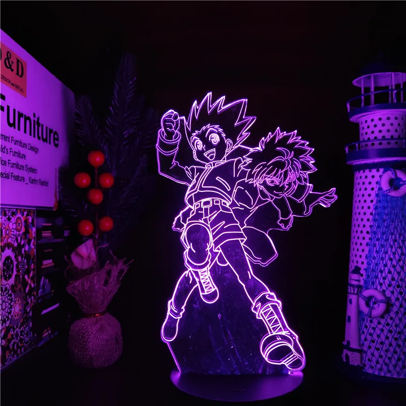 Hunter X светодиодный светильник Гон и хоть 3D ночной Светильник аниме Рисунок Lampara