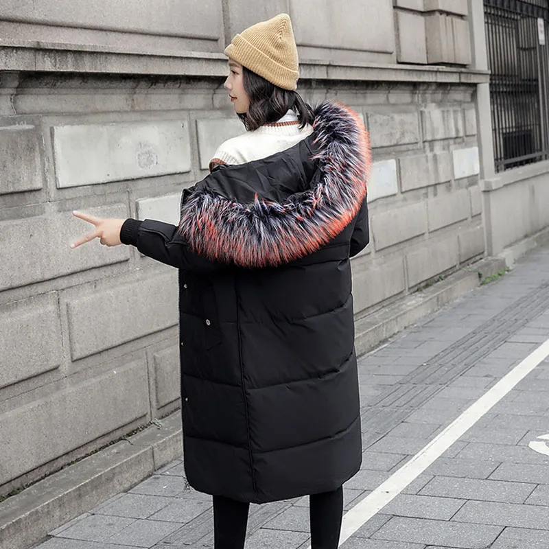 Зимнее пальто, куртка, новые женские парки, с капюшоном, с меховым воротником, плотное, длинное, теплое, зимнее пальто, зимняя куртка-30 градусов
