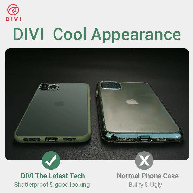DIVI PC защитный чехол для телефона для iphone 11 11pro противоударный чехол для телефона для iphone 11 pro max черный зеленый чехол из закаленного стекла