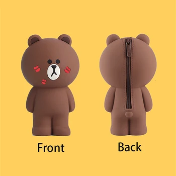 

Q UNCLE Bear Portable Makeup Brush Bag Cartoon Silicone 3D Storage Case Bag for Earphone Cards Charms Coin Bag For Kids Gifts