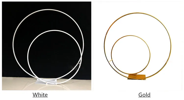 Wedding props wrought iron concentric round arches wedding decor double ring arch flower T platform stage backdrop layout 2pcs