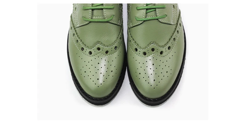 Spring 2020 New Genuine Leather Lace-Up College Women's Brogues Shoes Vintage Carved Single Oxford Shoes For Woman Plus Size 43 (27)
